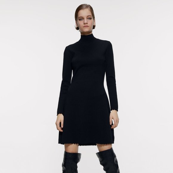 Zara Dresses & Skirts - ZARA Knit Dress with Scalloped Trim